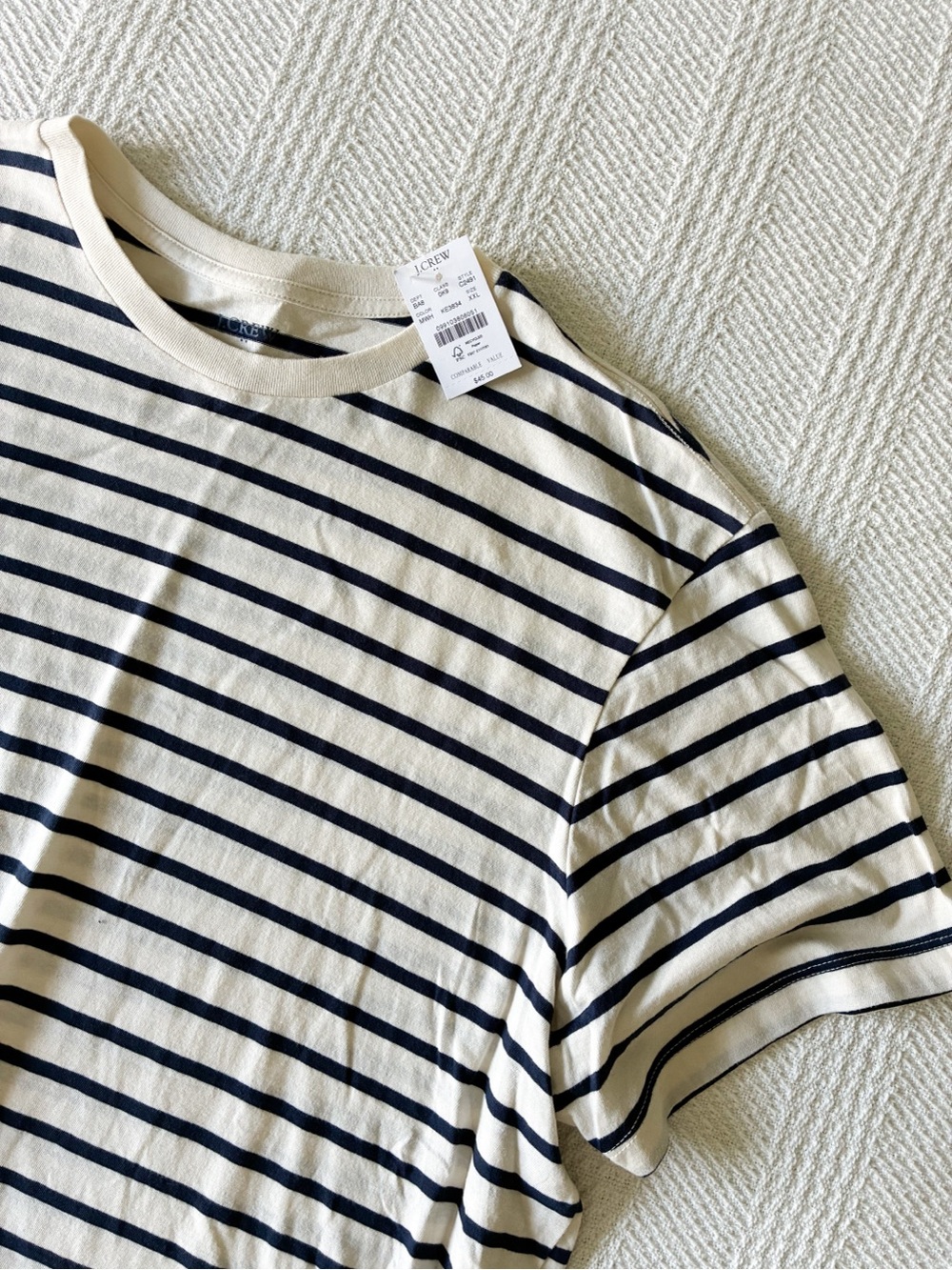 J. Crew Women's Striped Crew Neck Tee - Cream & Navy - Picture 2 of 3